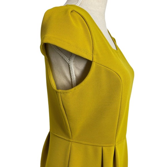 Bar III Missoula Mustard Yellow Cap Sleeve Classic Ribbed A Line Dress Womens L - Picture 5 of 10